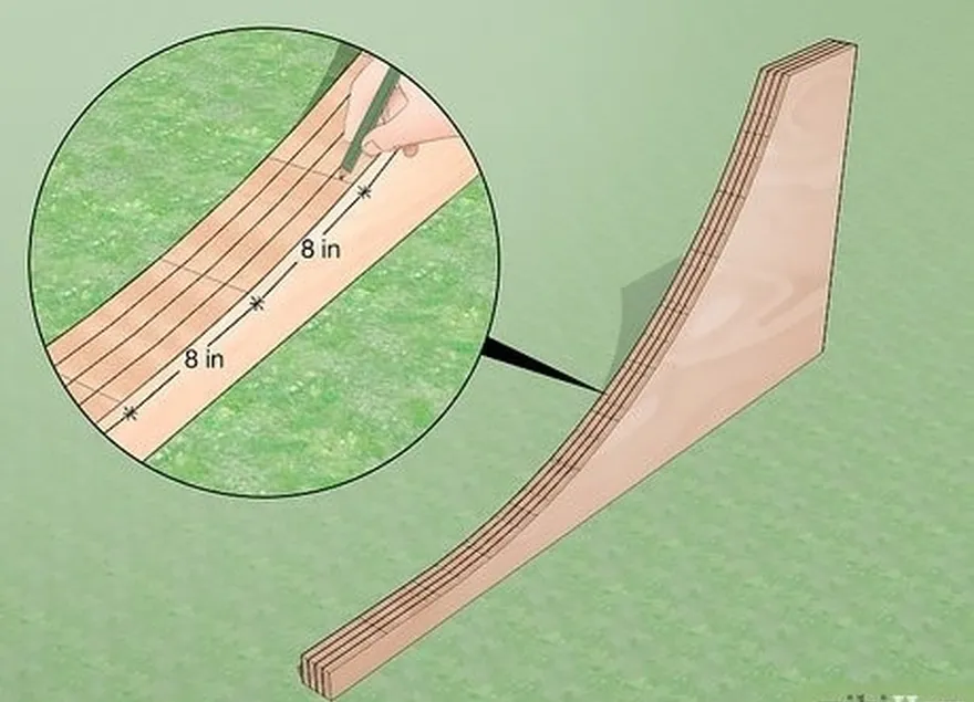 шаг 1 отметьте каждые 8 дюймов (20 см) вдоль переходов' curved edges.