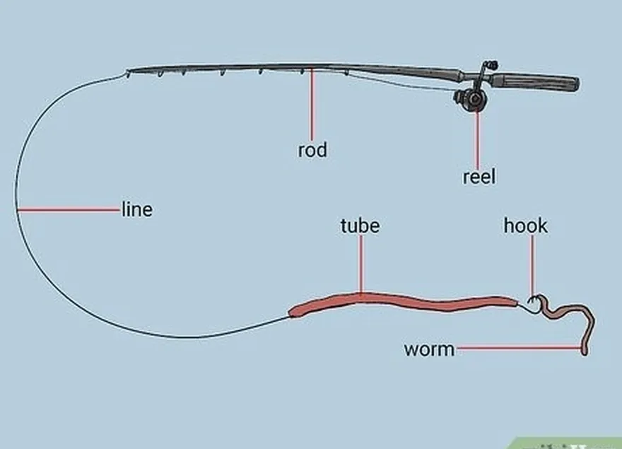 шаг 2 насадите трубку's hook with a live sandworm or herring strip.