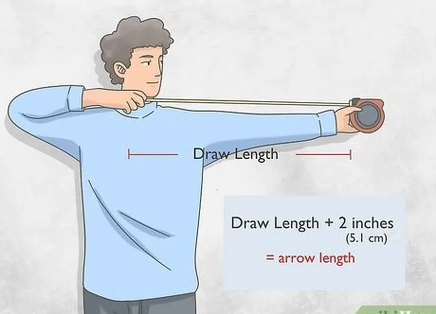 шаг 3 добавьте 2 дюйма (5,1 см) к вашему измерению, чтобы найти длину стрелы.