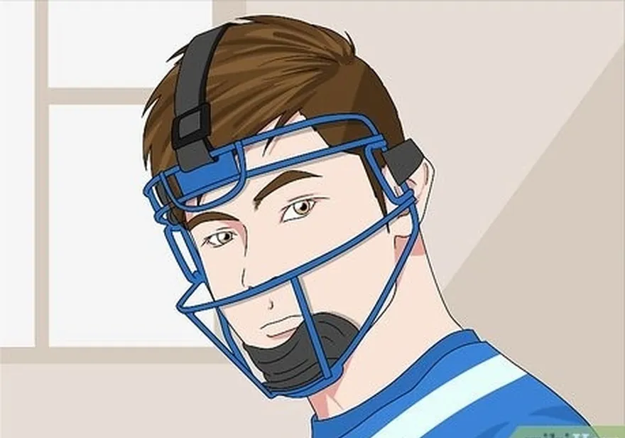 шаг 1 наденьте защитную маску's mask if you're a pitcher or third basemen.