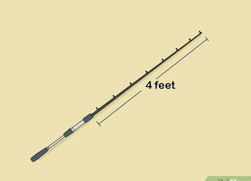 шаг 1 выберите удилище длиной около 4-5,5 футов (1,2-1,7 м) для ловли мелкой рыбы.