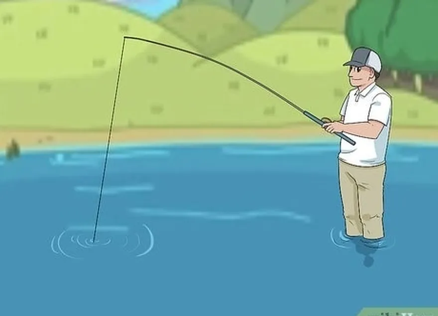 шаг 3 забрасывайте леску на мелководье, если вы're fishing in the spring.