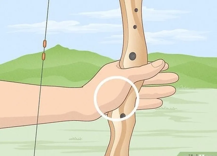 ваша ладонь's position on the bow's grip greatly affects accuracy.