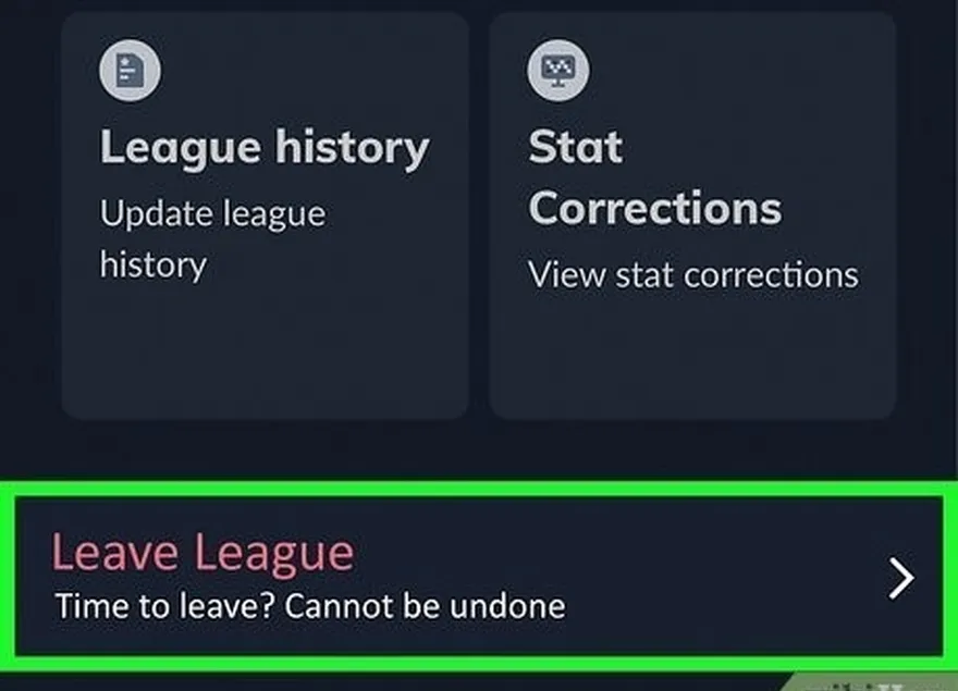 шаг 4 прокрутите вниз и выберите пункт покинуть лигу.