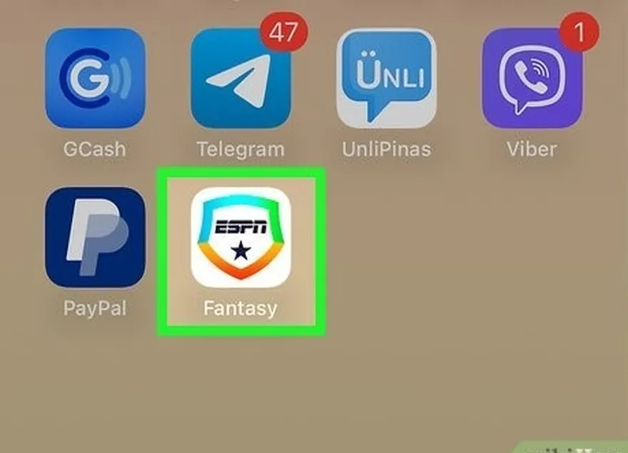 шаг 1 откройте приложение espn fantasy.