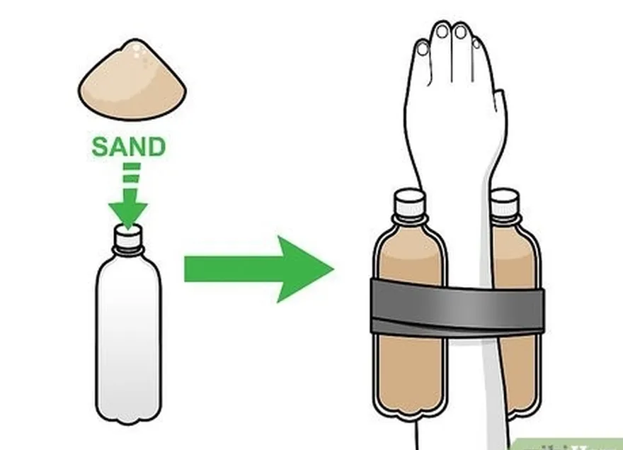 шаг 4 сделайте утяжелители для рук из бутылок с водой.