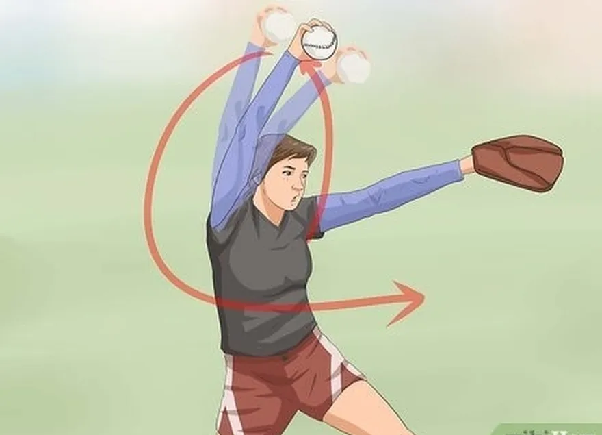 шаг 8 быстро поднимите мяч вверх и перекиньте через плечо.