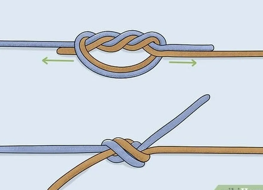 шаг 5 потяните за все 4 конца лески одновременно, чтобы затянуть узел.