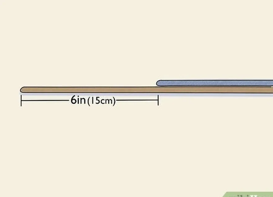 шаг 1 положите две линии параллельно так, чтобы их концы перекрывали друг друга на 6 дюймов (15 см).