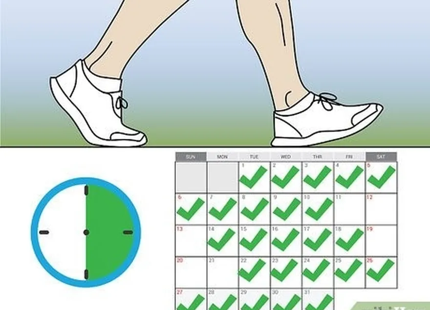 шаг 2 возьмите на себя обязательство ходить не менее 30 минут в день, пять раз в неделю.