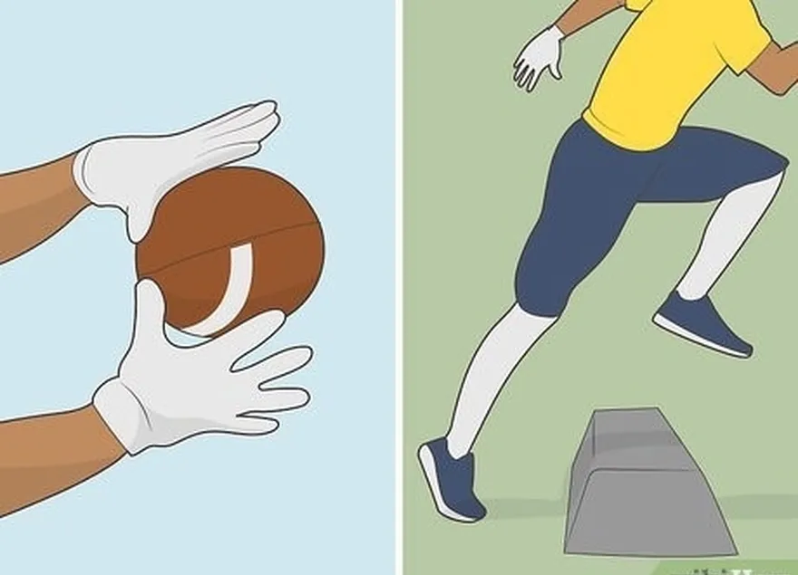 поймайте футбольный мяч перед бегом по мешкам, чтобы улучшить концентрацию.