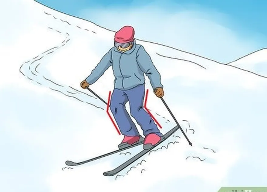 шаг 2 наклонитесь вперед и распределите свой вес на обе лыжи, чтобы начать поворот.