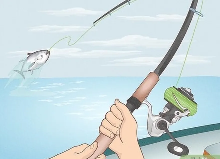 шаг 4 для ловли крупной рыбы используйте троллинговое удилище для морской воды.