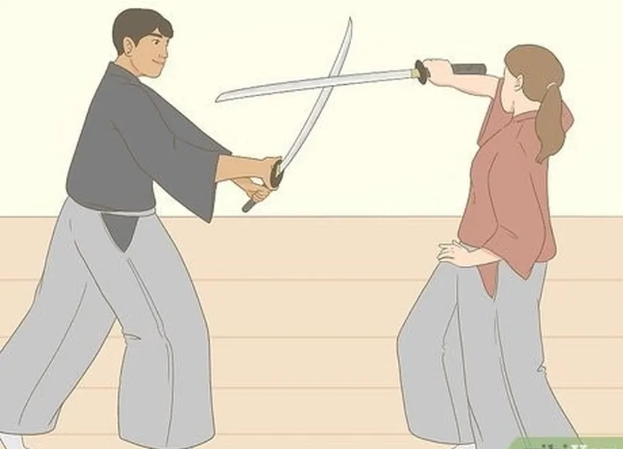 шаг 1 используйте боковую или заднюю часть клинка для блокирования входящих ударов.