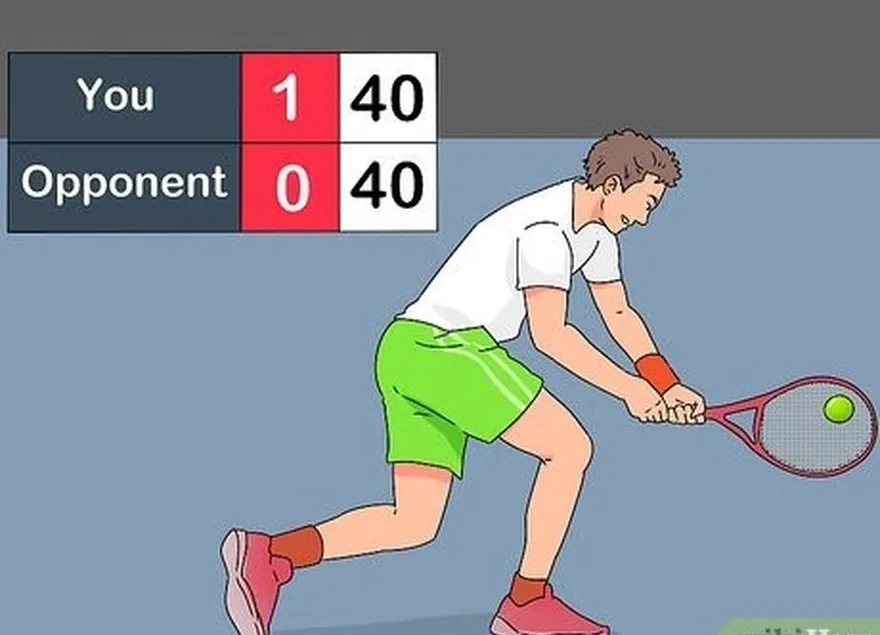 шаг 3 опередите соперника на 2 очка, чтобы выиграть, если счет равный - 40-40.